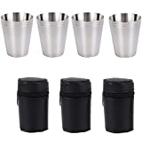 HAOHON, 12 Uds., vasos de acero inoxidable, vasos de 30ml, vasos apilables, vasos portátiles de Metal con 3 estuches